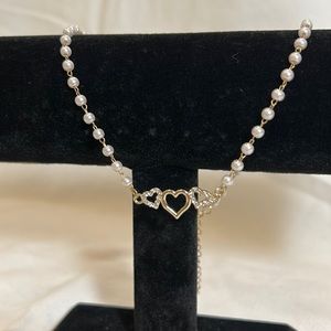 Cute diamond pearl simple necklace